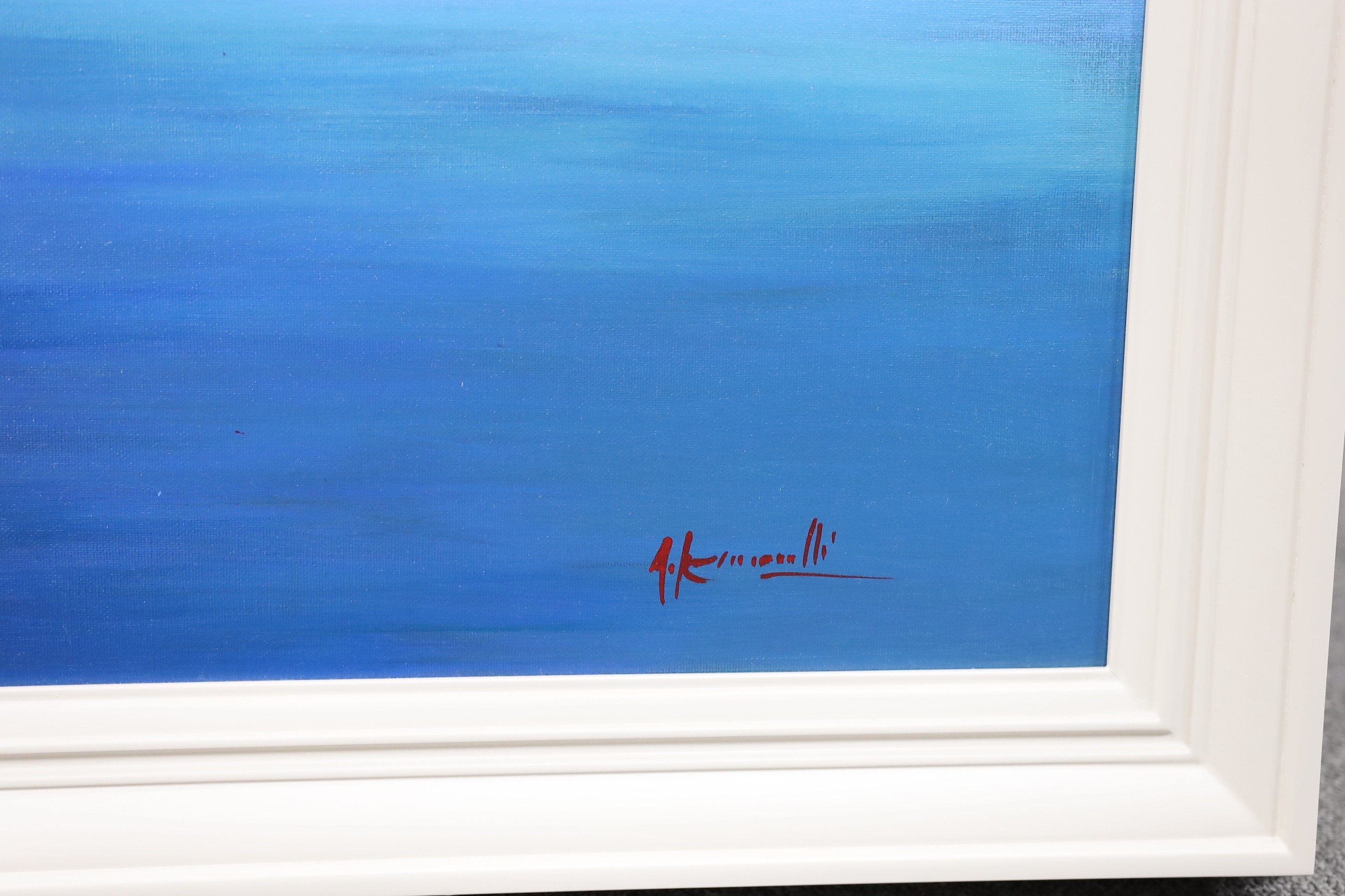 Contemporary Italian School, oil on canvas, View of Salo, indistinctly signed Antonio ..., 79 x 148cm